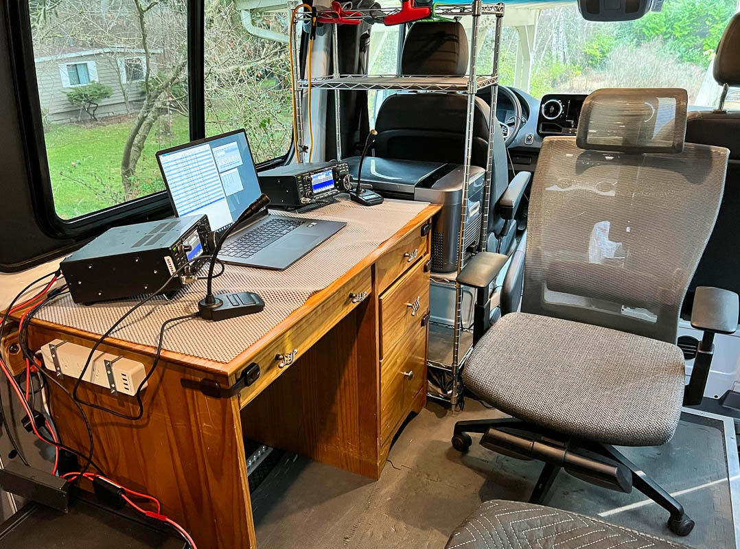 Barry's operating desk in the rover van